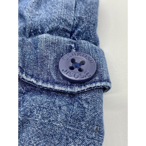 Osh Kosh B'Gosh Baby 9m Embroidered Denim One Piece Romper Shorts 100% Cotton - Picture 5 of 7